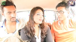 indian desi babe has her boobs pressed in a car for promotion